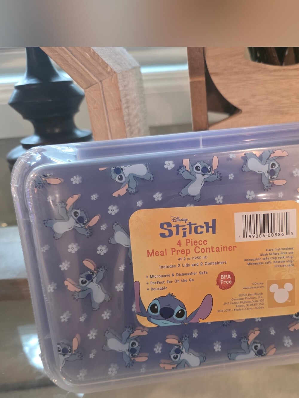 Disney Purple Stitch 4-Piece Meal Prep Container Set